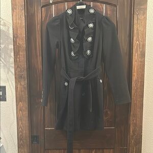 Takara Black Pea Coat with Button Accents